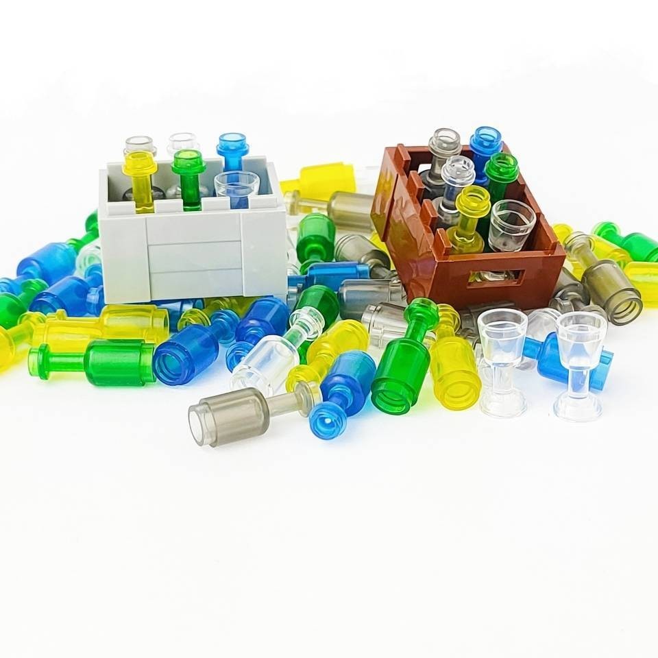 Tương thích Lego Bia Chai Gỗ Hỗn Hợp Hộp Rượu Thủy Tinh Nước Giải Khát ...