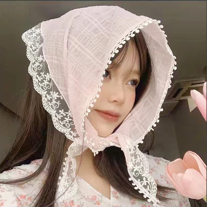 Khăn quàng tóc tam giác ren kiểu Pháp - Lolita - phong cách nông thôn - Phụ kiện tóc