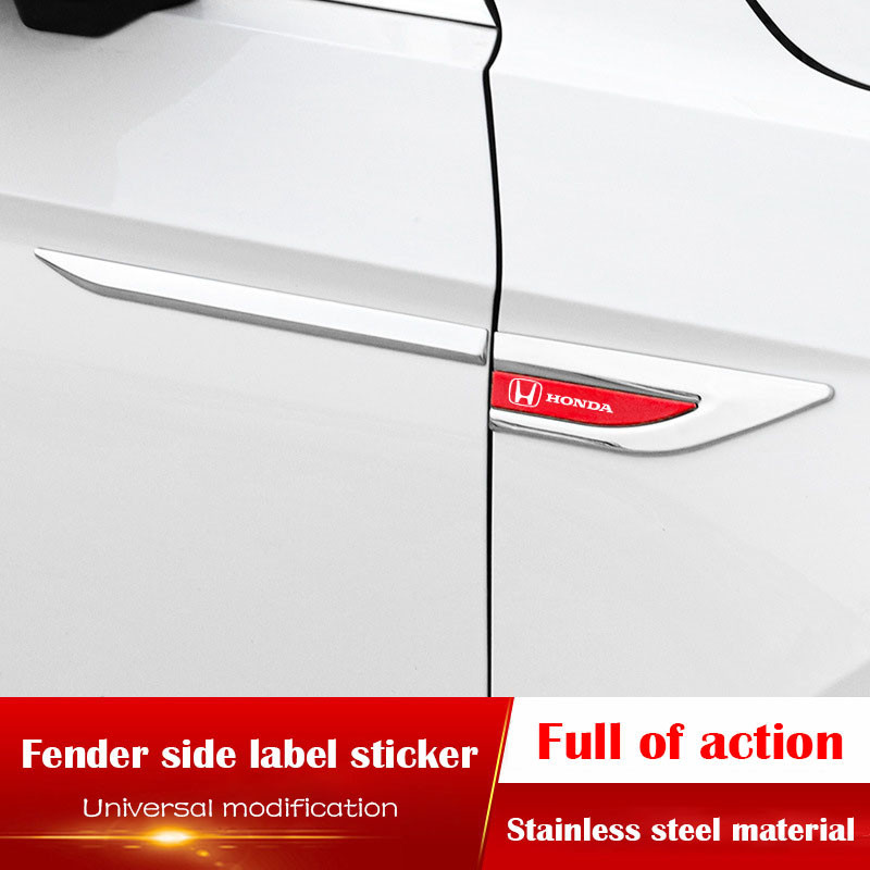 Honda Kim Loại Fender Bên Nhãn Dán Huy Hiệu Chống Trầy Xước Chống Mài Mòn Bảo Vệ Cửa Xe Thể Thao Sửa Đổi Phụ Kiện Trang Trí Cho Civic Jazz Fit Accord Vezel Brio