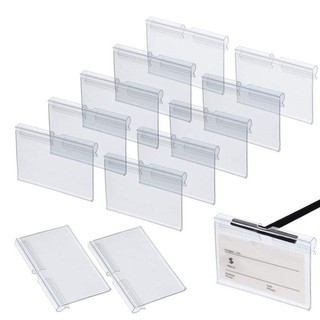 NOOKSTORY 50 CÁI Giá đỡ nhãn, Giá đỡ thẻ trong suốt bằng nhựa, Bảng hiệu Móc đôi Nhãn đa chức năng Hiển thị Sidebar Mall