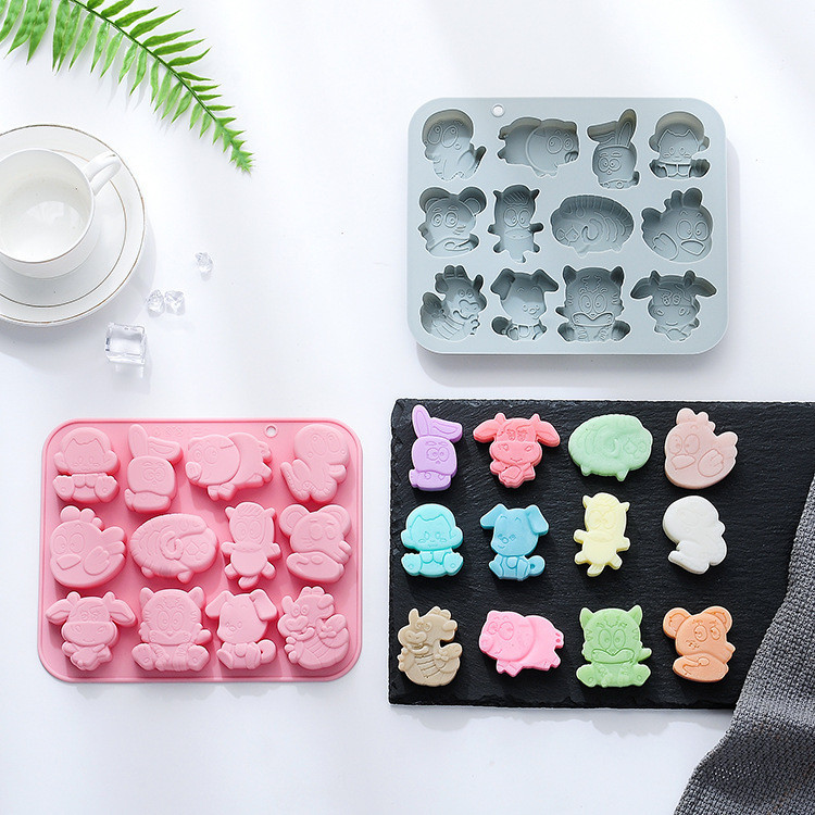 Hoạt Hình 12 Cung Hoàng Đạo Khuôn Silicon Handmade Làm Xà Phòng, Socola, Bánh Mousse, Khuôn DIY Và Dụng Cụ