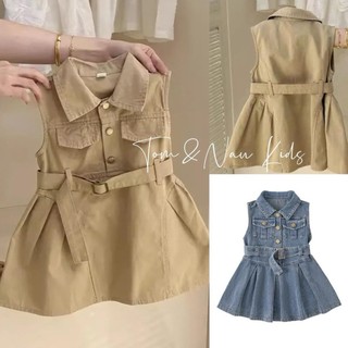 V34-[tomnaukids] Váy bé gái kèm thắt lưng dây eo cực xinh - Size 8-30Kg