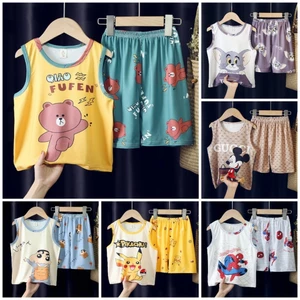 Trẻ Em Bộ Đồ Ngủ Trẻ Em Áo Quần Short Bộ Trẻ Em Điều Hòa Quần Áo Bé Gái Bé Trai Hoạt Hình Vừa Lớn Trẻ Em Mỏng Quần Áo Nhà 90-160 Kích Thước TC9C