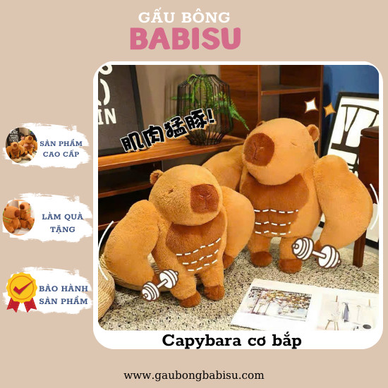 Gấu Bông Capybara Cơ Bắp 6 Múi, Capybara 6 Mũi Cao To ngỗ nghĩnh,Sản phẩm Cao Cấp Babisu