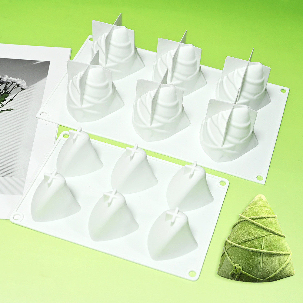 6 Khoang Thuyền Rồng Lễ Hội Zongzi Mousse Khuôn Silicon Sô Cô La Mousse Bánh Khuôn Thơm Nến Thạch Cao Khuôn Làm Bánh DIY- * * *
