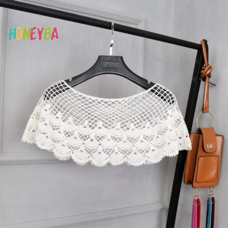 < Honeyba > Khăn Ren Thời Trang Màu Trơn Rỗng Ra Khăn Hijab Cho Nữ Xuân Hè Thanh Lịch Khăn Choàng Nữ Poncho Foulard