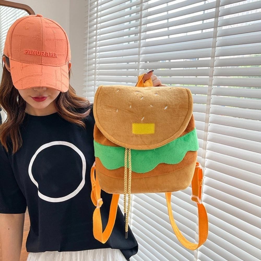 Ba lô Hamburger ESSENCEH, Túi đi học dây rút đa chức năng dung tích lớn, Ba lô Hamburger hoạt hình có thể điều chỉnh sáng tạo dành cho cha mẹ và con cái Trẻ em