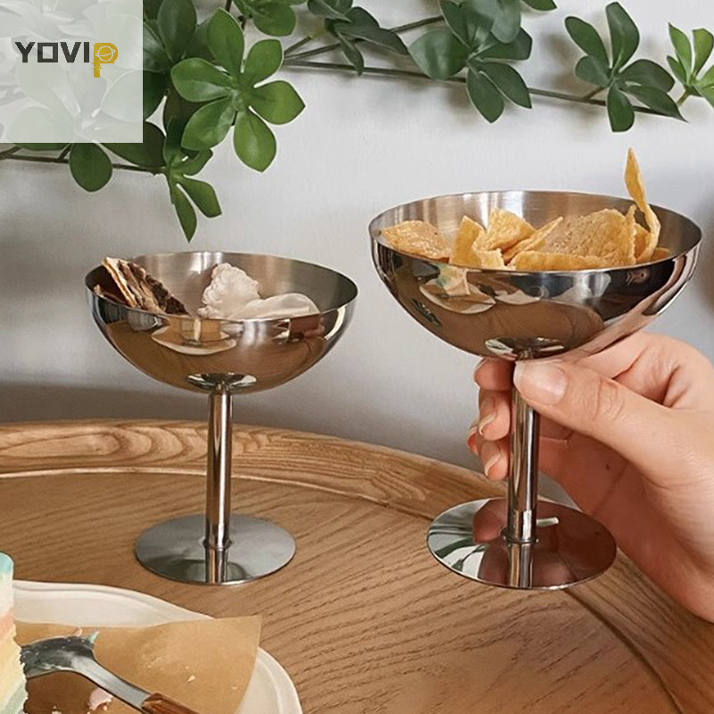 Yovip 2023 Cốc Inox Mới Cốc Kem Món Tráng Miệng Salad Đĩa Trái Cây Ăn Nhẹ Đĩa KTV Thanh Tiếp Liệu VN