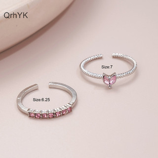 Nhà Máy Thời Trang 2 Chiếc Nhẫn Trái Tim Thời Trang Cho Nữ Bé Gái Mở Đầu Có Thể Điều Chỉnh Kim Cương Giả Nhẫn Xoắn Thanh Lịch Phụ Kiện Trang Sức QrhYK