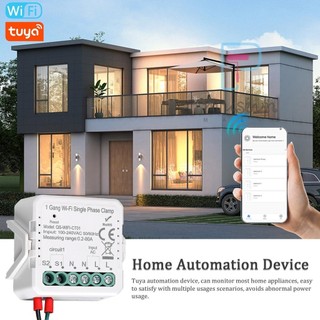 Tuya WiFi 2 Gang 80A Kẹp một pha Năng lượng mặt trời PV hai chiều Đồng hồ đo năng lượng hai chiều Điện thoại di động Điều khiển ứng dụng hiện tại Máy biến áp Lịch hẹn giờ Thiết bị tự động hóa gia đình