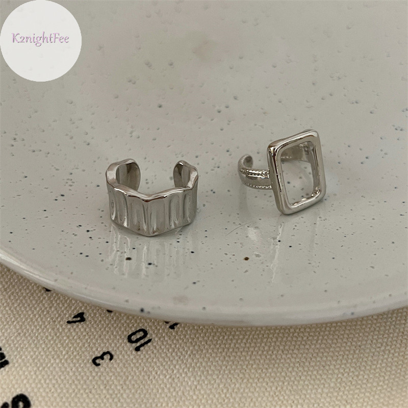 K2nightfee 2 Cái / bộ Vintage Màu Bạc Nhẫn Kim Loại Thanh Lịch Không Đều Có Thể Điều Chỉnh Nhẫn Dành Cho Nữ Hợp Thời Trang Hình Học Nhẫn Punk Trang Sức Dự Tiệc Quà Tặng VN