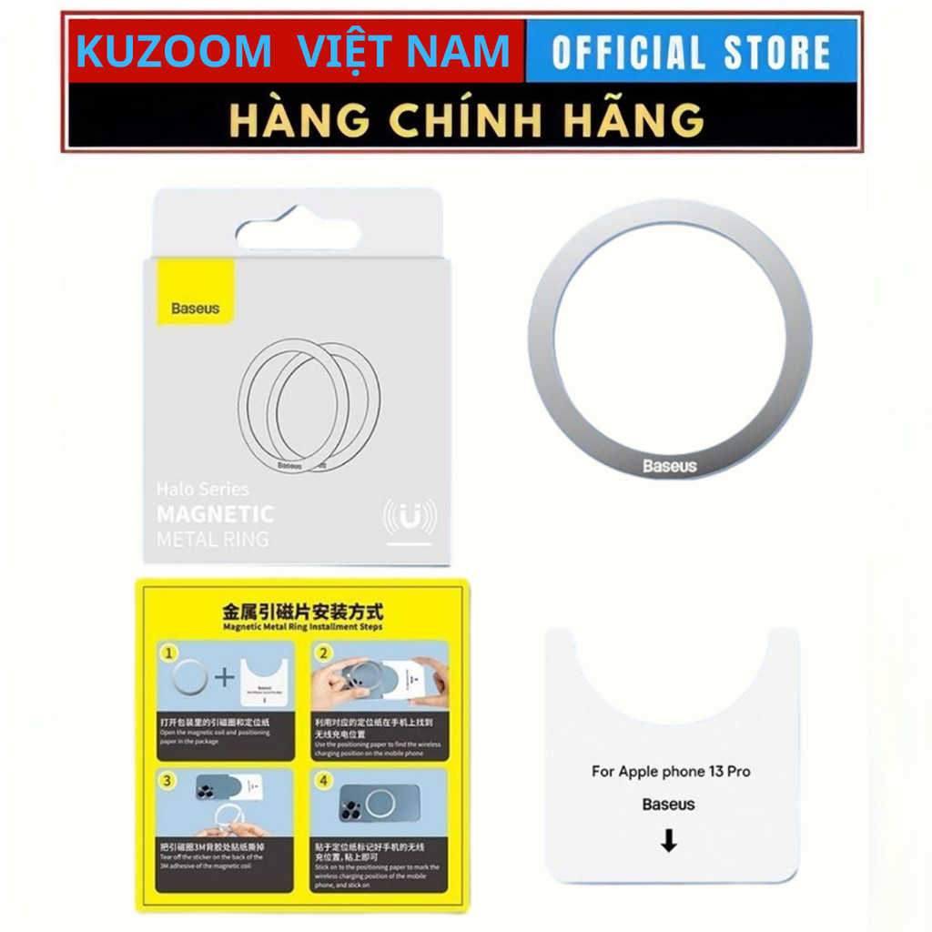 Vòng kim loại magsafe Baseus Halo Series Magnetic Metal Ring cho điện ...