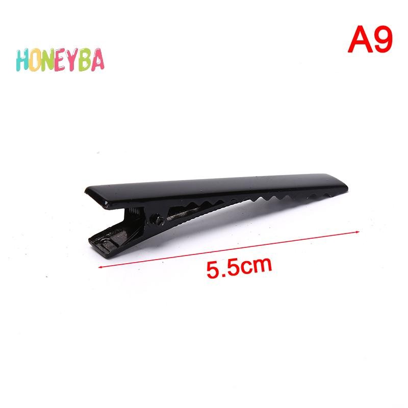 < Honeyba > 100 Chiếc Kẹp Tóc Màu Đen Đơn Prong Cá Sấu Kẹp Tóc Cài Đặt Trống Kẹp Tóc