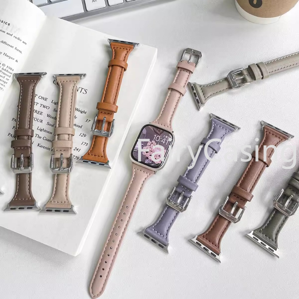Dây đeo bằng da mỏng S11 Tương thích cho Apple Watch 44mm 40 41mm 49mm 42 / 46mm 45mm Vòng tay IWatch Series 10 9 8 76543 SE Ultra2