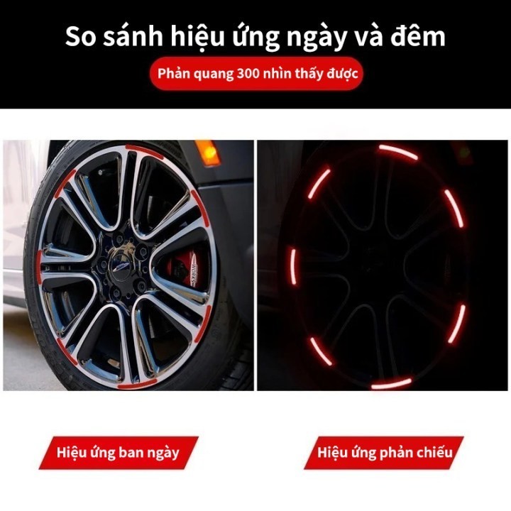 Bộ 20 Miếng Dán Phản Quang Màu Cầu Vồng Chống Thấm Nước Trang Trí Vành Bánh Xe - FE123