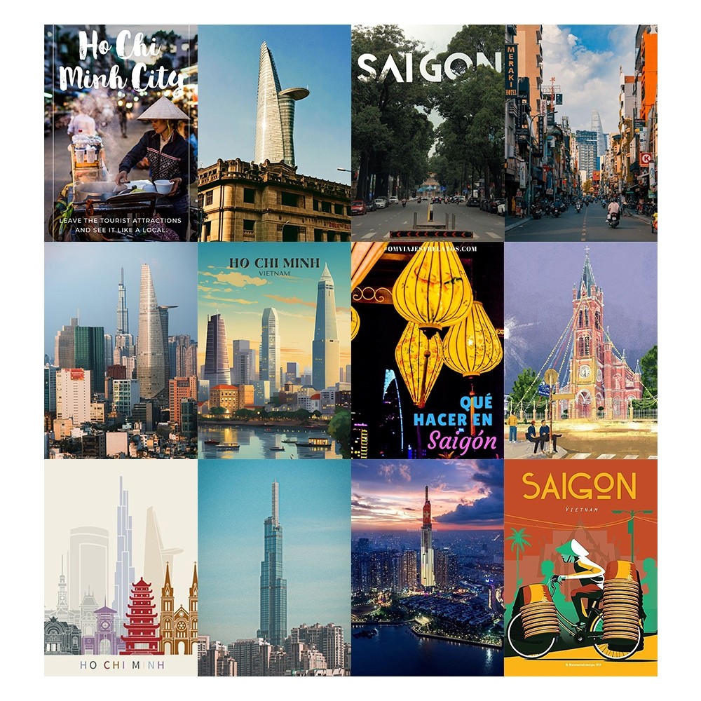 [Giấy] A5 In Màu - Set 50 Tờ Poster Giấy Dán Tường - HÌNH POSTER SÀI GÒN - Decor Trang Trí Nhà | MS: 111563