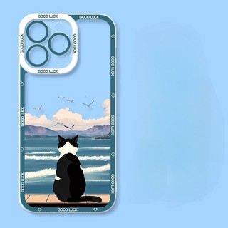 Anime Phong Cảnh Hoàng Hôn Mèo Dễ Thương Dành Cho Xiaomi Redmi Note 14 13 12 4G 13 14 Pro Plus 5G Vỏ Điện Thoại Hoạt Hình Trong Suốt Chống Sốc Camera Bảo Vệ Silicon Trong Suốt