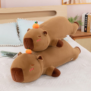 Đệm gối cho phụ nữ ngủ ngang hình capybara ôm chân màu cam, gối dài cho giường