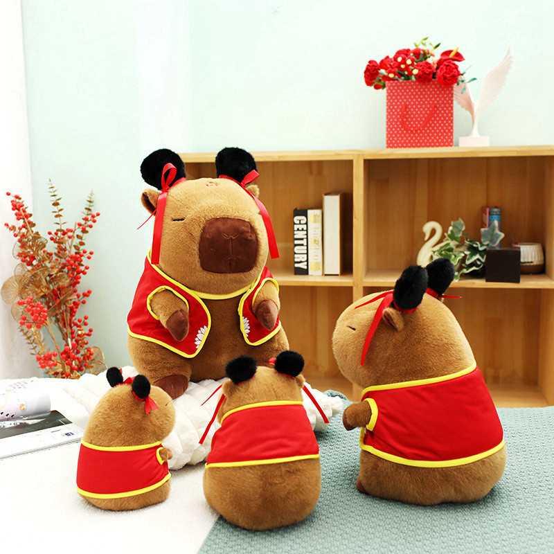Rytanda Nezha Capybara Đồ chơi sang trọng Nhân vật hoạt hình dễ thương Động vật Đồ chơi sang trọng 2 trong 1 Đệm Sofa Quà tặng cho sinh nhật bạn gái trẻ em, Trang trí lớp học trên ô tô