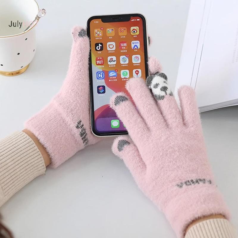 Găng tay màn hình cảm ứng mùa đông dành cho nữ JULYHOT Găng tay dệt kim toàn ngón tay (1 Cặp) Massivedeals