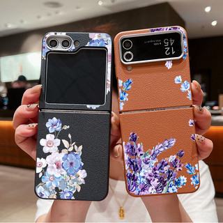Ốp Họa Tiết Hoa Cho Samsung Galaxy Z Flip6 Flip5 Flip4 Flip3 Flip 6 5 4 3 5G Họa Tiết Da Mềm TPU Gấp Điện Thoại
