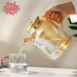 Ấm đun nước trà thủy tinh PNPIA có nắp tre và vòi lọc có thể tháo rời Ấm trà sâm panh cho trà nở lá rộng và trà trái cây 1 / 15 / 1.8L Boutique