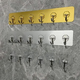 Thanh Treo Dán Tường 6 Móc Treo Đồ, Móc Treo Móc Dán Tường Siêu Dính Chịu Lực Không Cần Khoan Tường - Phương Trang