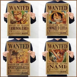 Yt2 ONE PIECE Poster Anime Trang Trí Tường Tranh Luffy Zoro Nami Sanji Retro Kraft Paper Bar Quán Cà Phê Nhà Hàng