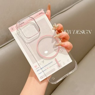 Ốp điện thoại không gian trong suốt cuộn dây từ tính mạnh mẽ cho IPhone 16 15 14 13 12 Pro Max Vỏ Acrylic Nút mạ điện Vỏ bảo vệ chống rơi