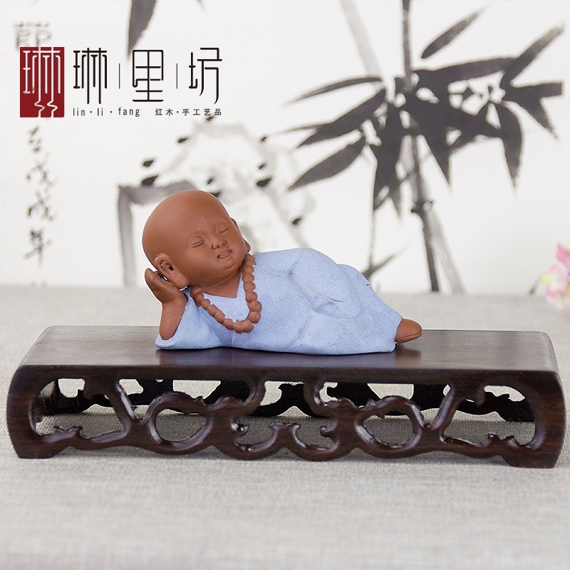Đôn Tầu Bằng Gỗ Gụ Dáng Cuốn Thư Dùng Kê Ấm Chén Trà, Lư Hương, Chậu Cây Bonsai Với Nhiều Kích Thước