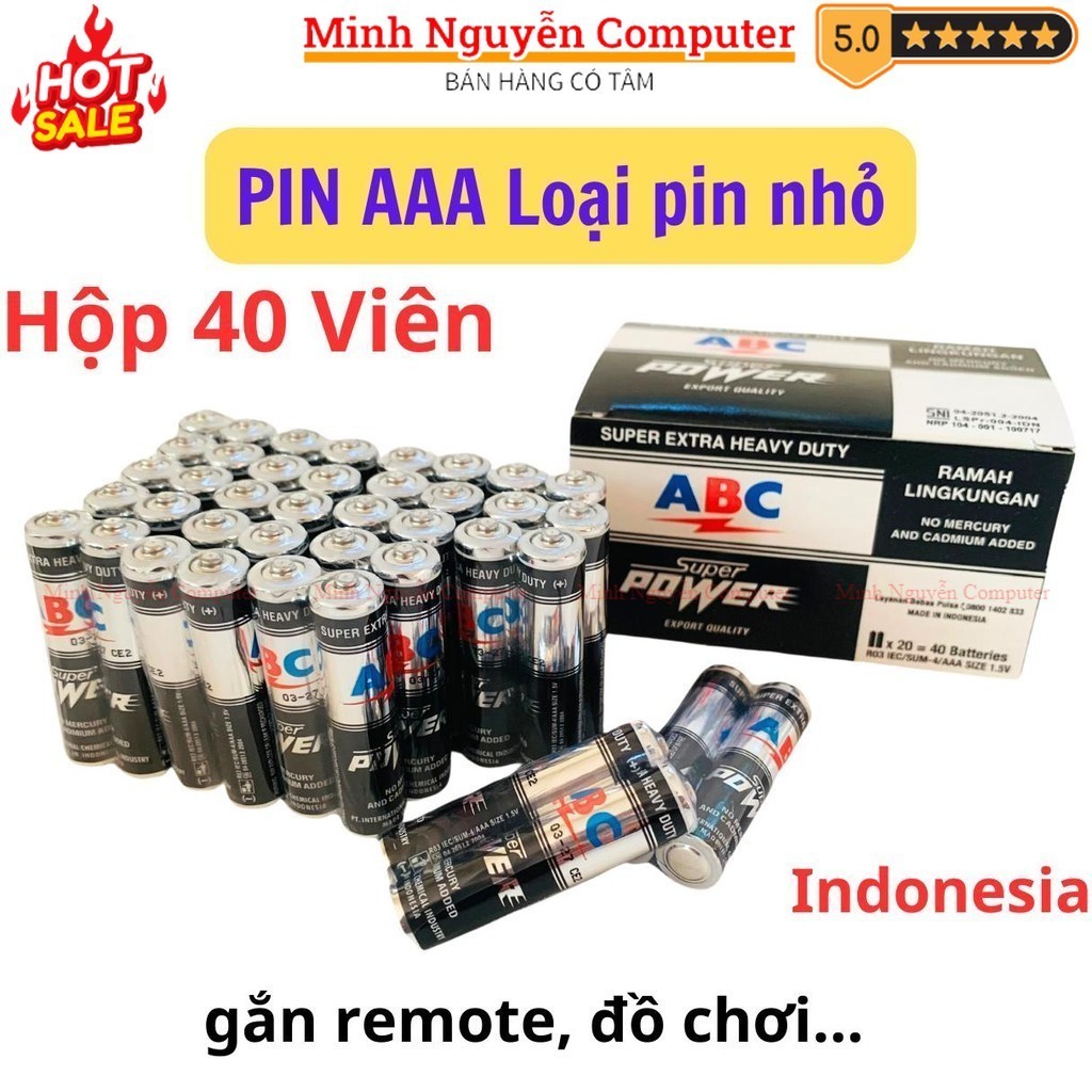 Hộp 40 Viên Pin AAA ABC Super Power 1.5v made in Inodonesia, Pin 3A hộp ...