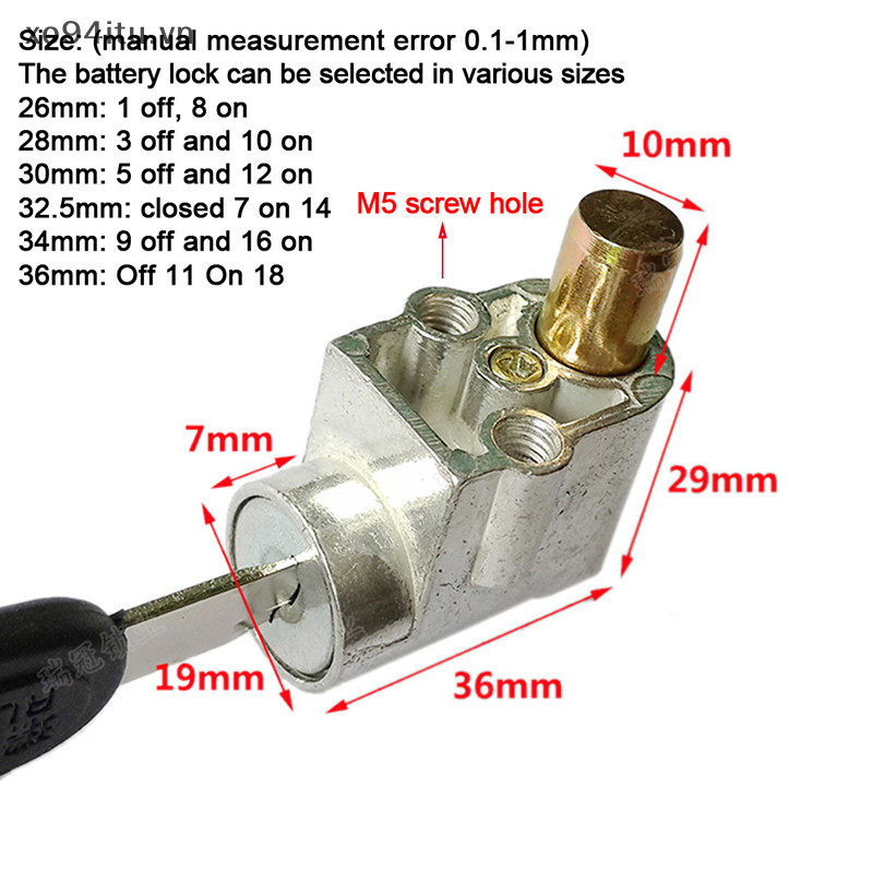 XOITU Điện Xe Đạp Điện Điện Hộp Khóa Trước Khóa Lớn Xe Điện Chống Trộm Khóa VN