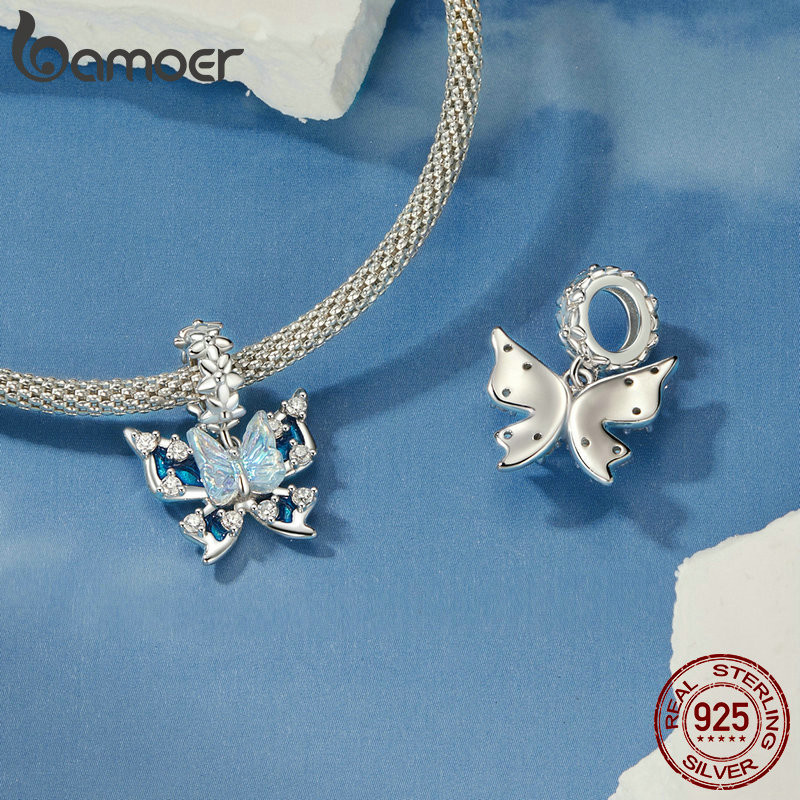 Bamoer 925 Sterling Sliver Charm Bướm Mặt Dây Chuyền Phụ Kiện Series Cho Vòng Tay