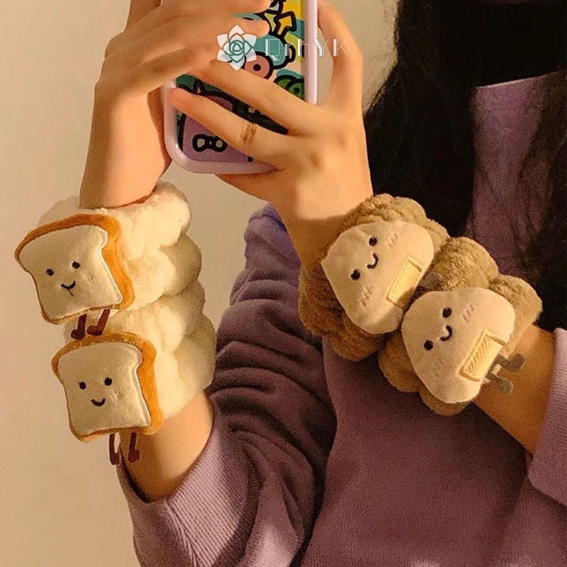 Qrhyk Spa Dây Đeo Tay Để Rửa Mặt Lông Cừu Chăm Sóc Da Bánh Mì Nướng Tóc Dây Đeo Cổ Tay Cho Nữ Bé Gái Trang Điểm Mới