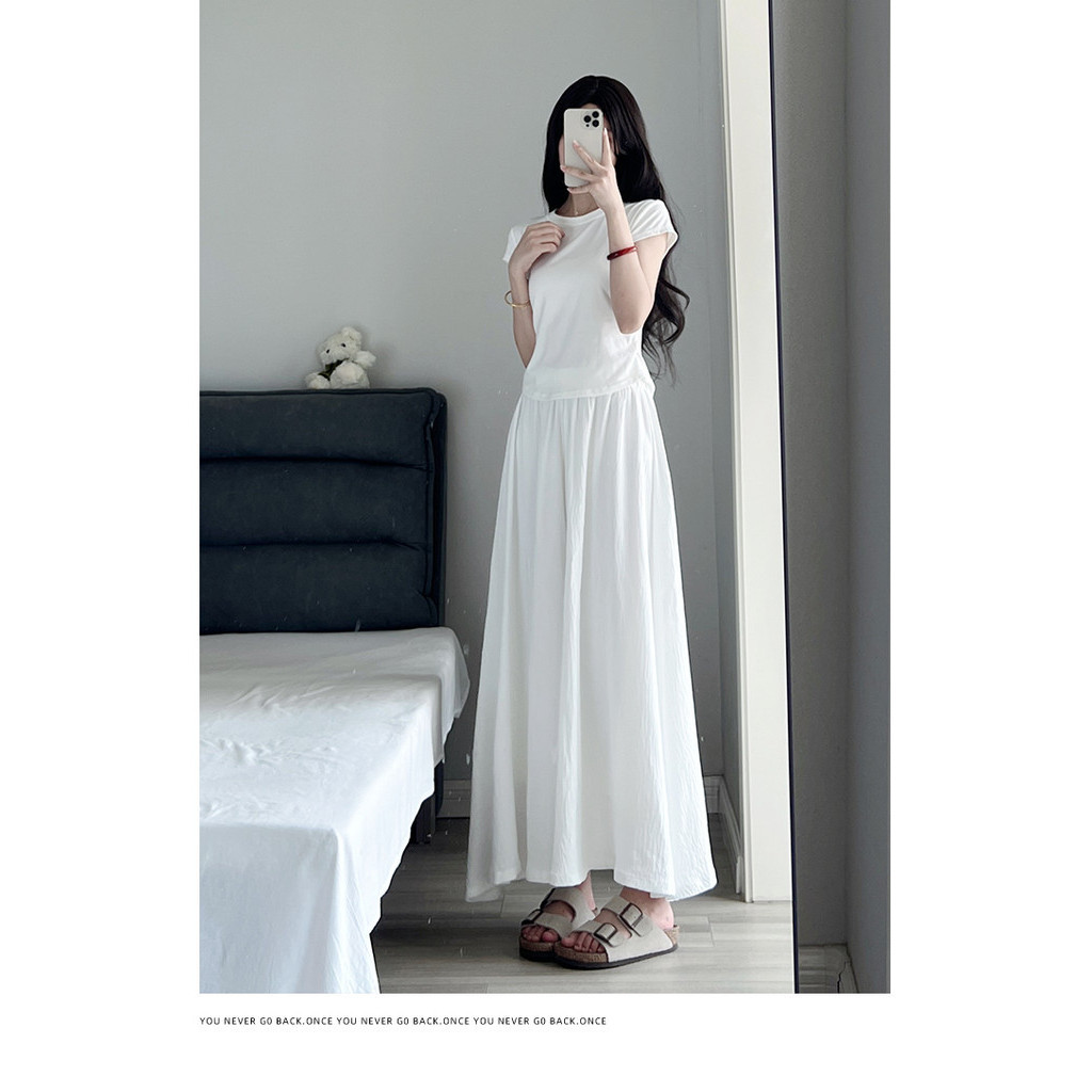 Quần bà bầu Mùa hè Vải lanh Cotton mỏng eo cao thẳng Drap nhăn Quần ống rộng