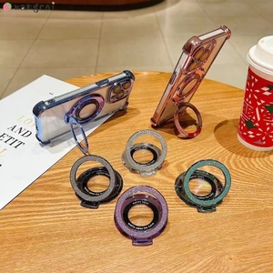 Đa Năng Điện Thoại Di Động Đứng Gương Trang Điểm Sáng Bóng Lấp Lánh Bling Sang Trọng Gấp Xoay Dính Mạ Nhẫn Giá Đỡ Đứng