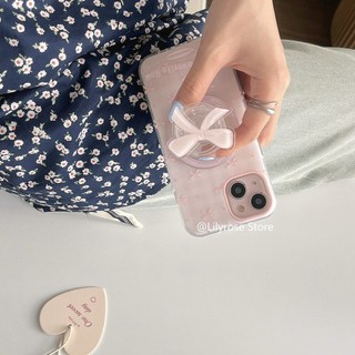 2024 Thiết Kế Mới Từ Tính Ốp Lưng Điện Thoại Apple iPhone 15 Pro Max iPhone 14 Chống Rơi 13 12 Hai Lớp Chất Lượng Cao Trong Suốt Màu Hồng Nơ