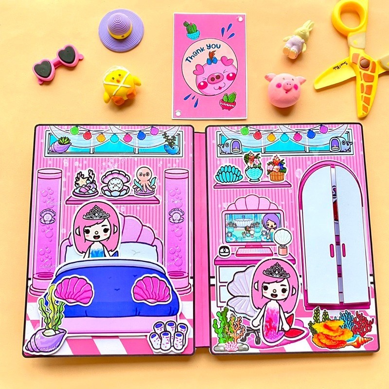 đồ chơi ngồi nhà tocaboca beauty. holic dán toca boca búp bê giấy blackpink đồ chơi giấy cinnamoroll
