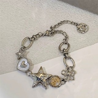 Vòng tay trái tim ngôi sao dây xích thời trang, đính hạt sang trọng, tạo vẻ quyến rũ và độc đáo cho bạn.