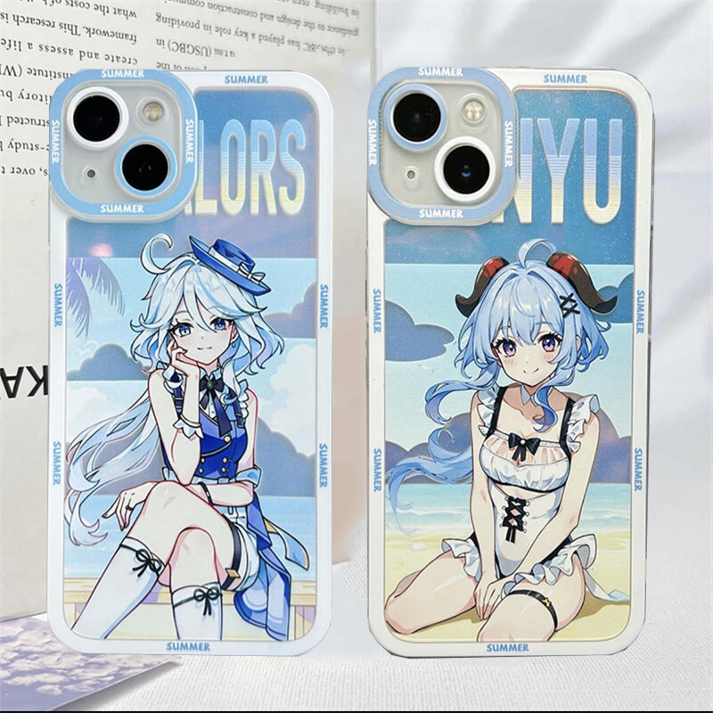 Genshin Impact Ganyu Wanderer Furina Yae Miko Ốp Điện Thoại Tương Thích Cho iPhone 11 12 13 14 15 Pro Max 14 15 Plus Vỏ Hoạt Hình Mắt Thiên Thần TPU Chống Rơi Vỏ Mềm Chống Sốc