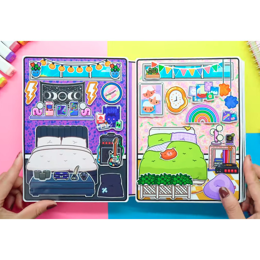 Wednesday búp bê giấy toca boca COOL AND CUTE 2 - Giấy in chất lượng cao, cứng cáp phát triển tư duy logic phong cách