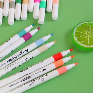 Bút Màu Vẽ Acrylic Marker 12/24/36/48/60 Màu Chuẩn, dùng để vẽ vải/giày/tường/giấy/da/ly