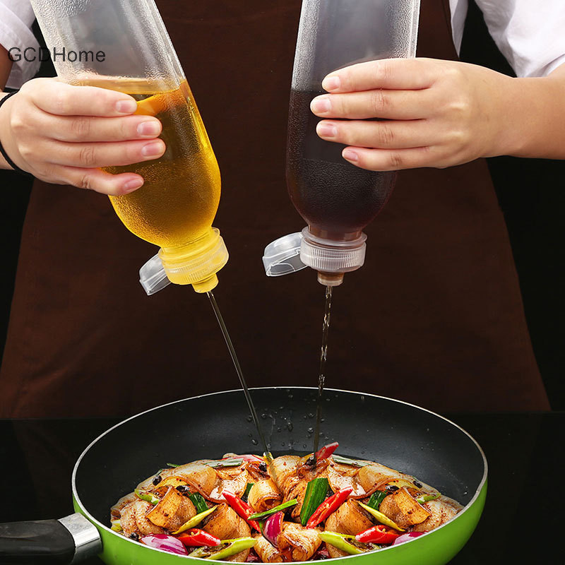 Gcdhome 1000ML Bóp Chai Gia Vị Nước Sốt Chai Dầu La Hét Chai Kiểm Soát Dầu Nhiệt Độ Cao HOT