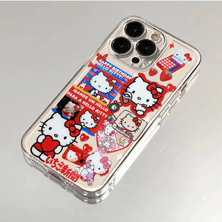 Ốp điện thoại di động thiết kế quái vật hoạt hình Sanrio Hello Kitty cho IPhone 11 15 14 13 Pro Max 12 / 8se 7 Plus XS Chất liệu silicon chống nước và chống sốc Vỏ mới