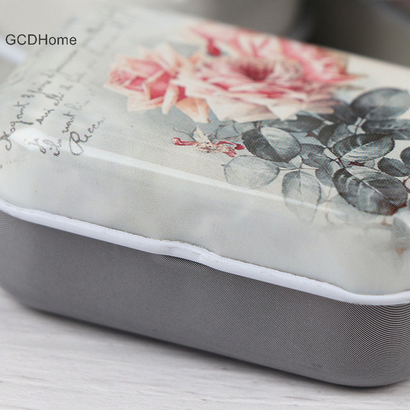 Gcdhome Hoa Tin Nhân Viên Trang Sức Hộp Đựng Đồng Xu Thiếc Nhỏ Hình Chữ Nhật Hộp Bảo Quản HOT