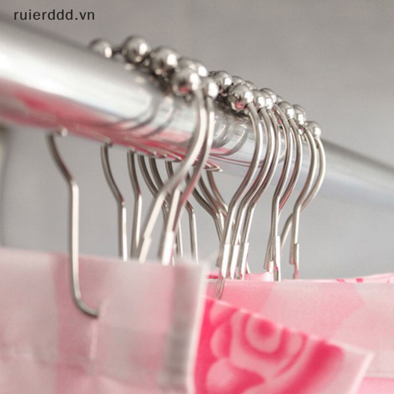 # MỚI # 12 Chiếc Nhẫn Rèm Tắm Sa Niken 5 Con Lăn Đánh Bóng Móc Tắm.