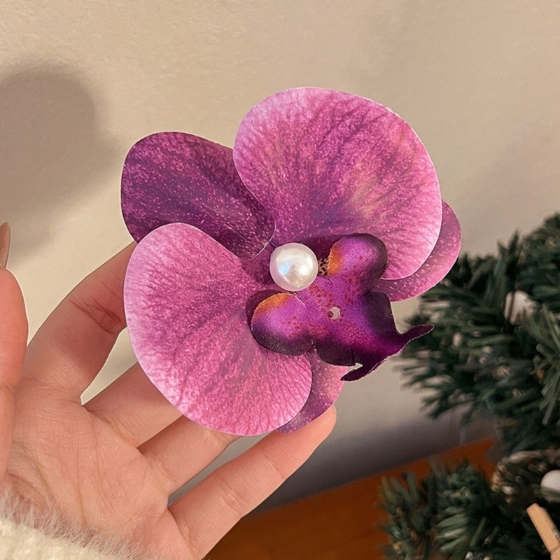 Coo Hàn Quốc Phalaenopsis Hoa Kẹp Tóc Lớn Hoa Ngọt Ngào Tóc Barrettes Cho Nữ Bé Gái Tiệc Cưới Headw
