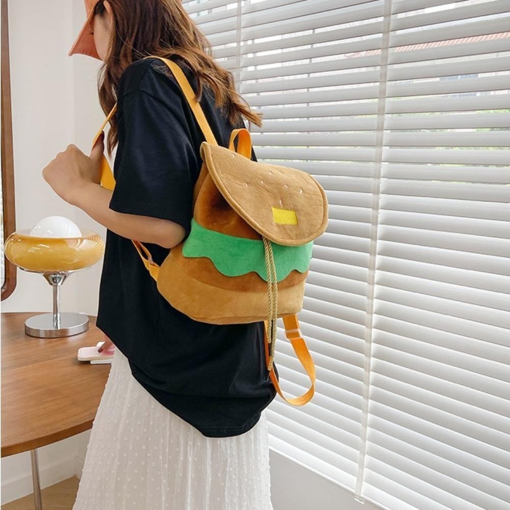 Ba lô Hamburger NEATNOOK, Túi đi học dây rút đa chức năng dung tích lớn, Ba lô Hamburger hoạt hình có thể điều chỉnh sáng tạo dành cho cha mẹ và con cái Người lớn