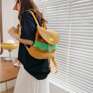 Ba lô Hamburger VOIDLESS, Túi đi học dây rút Hamburger hoạt hình có thể điều chỉnh, Ba lô cha mẹ và con cái đa chức năng sáng tạo dành cho người lớn