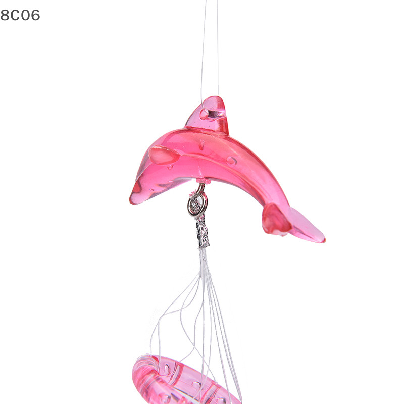 [8c06] Dolphin Creative Crystal 4 ống kim loại Chuông gió Trang trí nội thất [8C]